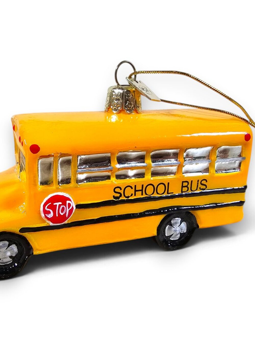 Kurt Adler Noble Gems School Bus Glass Christmas Ornament Yellow Vehicle 4"
